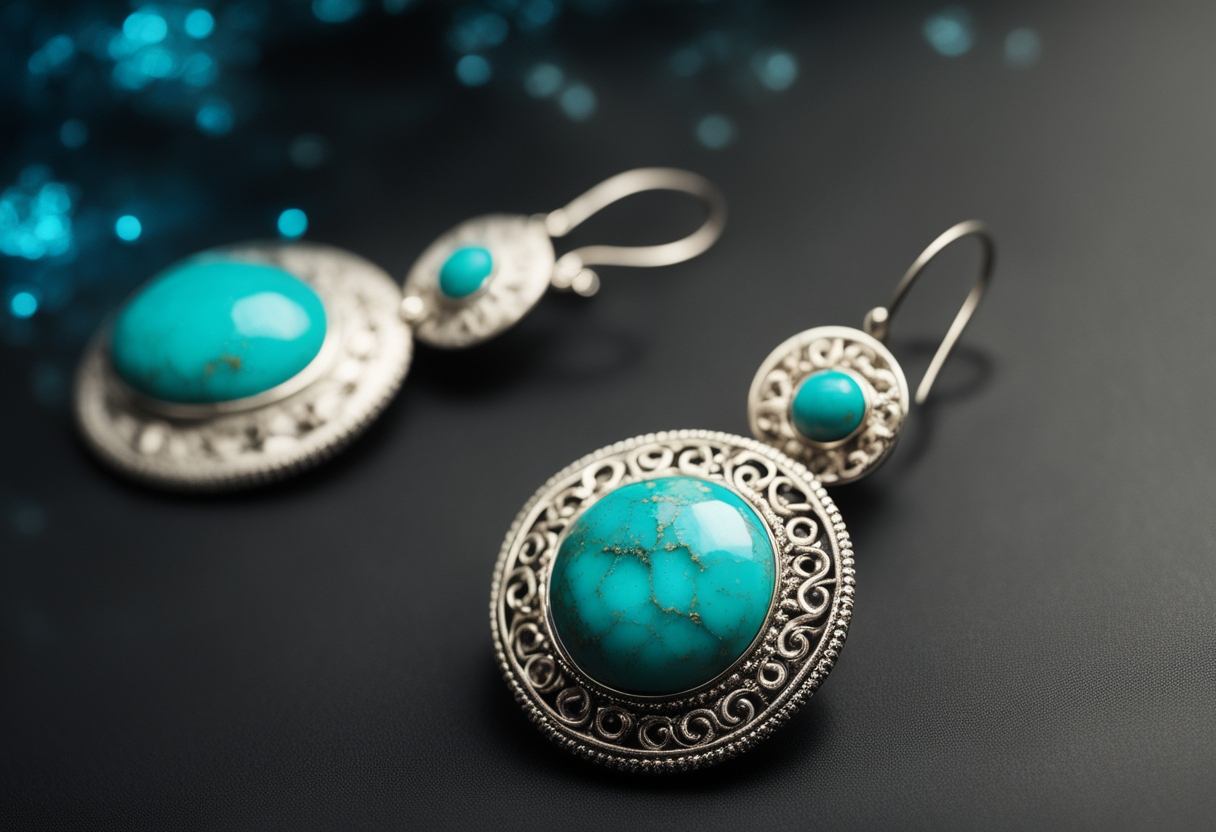 Boucle d'oreille turquoise indien