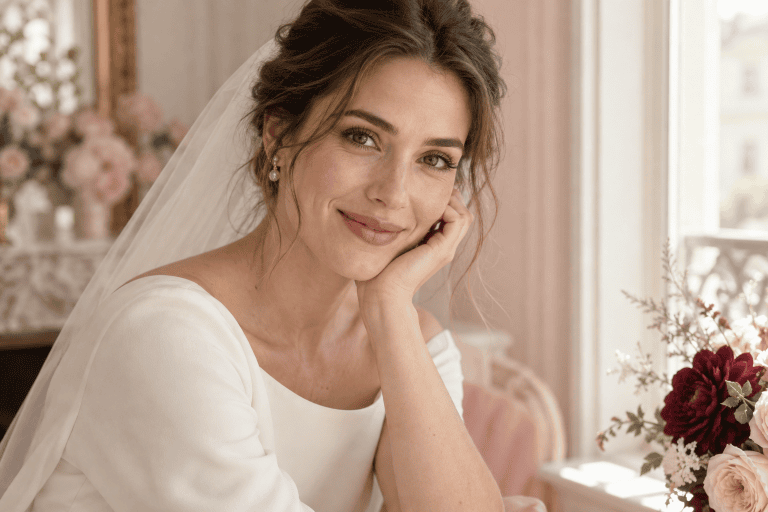 Maquillage de mariée léger dans une lumière naturelle